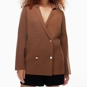 Aritzia Babaton Cover Cardigan Knit Double-Breasted Blazer Brown Size XS